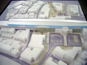 駅を中心とした全景のC案模型