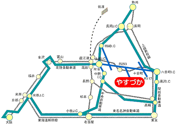 安塚へのアクセスマップ（車）