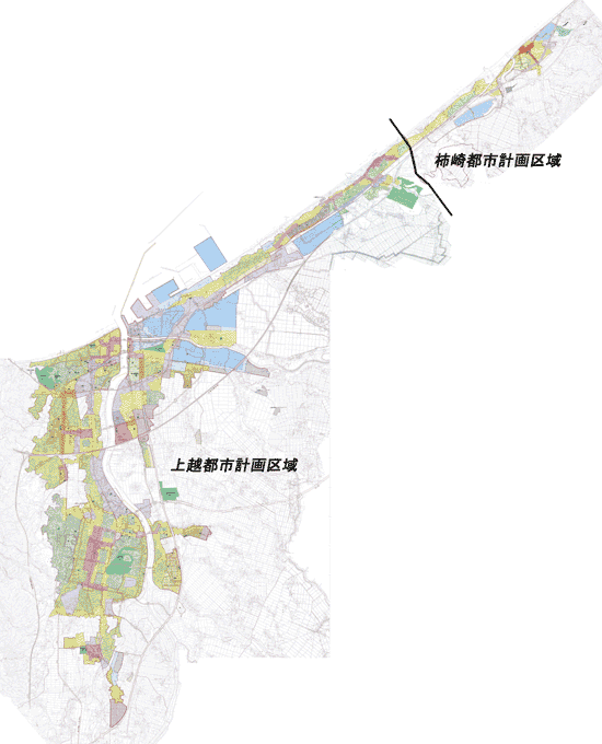上越都市計画区域および柿崎都市計画区域の地図（画像）