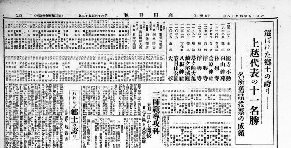 結果発表の紙面（画像）