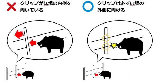 クリップは外側に向けましょう（画像）