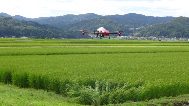 圃場の四隅まできれいに散布します（写真）