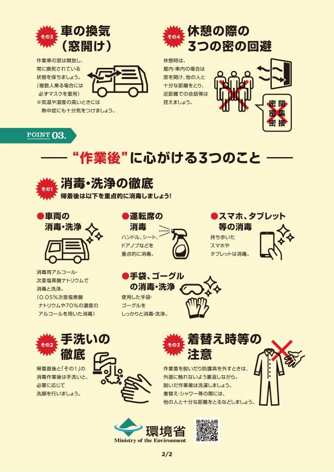 収集運搬作業におけるコロナ対策　チラシ裏（画像）