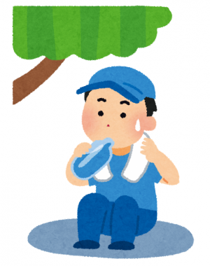 木陰で休息するイラスト