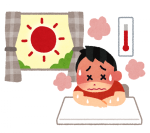 屋内の熱中症のイラスト