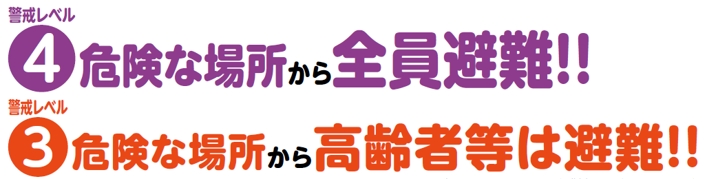 「警戒レベル4」で危険な場所から全員避難　「警戒レベル3」で危険な場所から高齢者等は避難（画像）