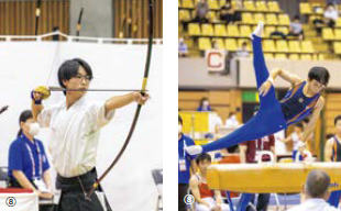 弓道と体操競技の写真