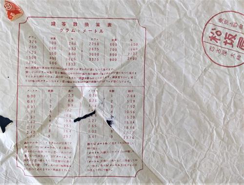 換算表が付いている昭和初期の百貨店の包装紙