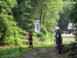 放水訓練（現場本部の写真）