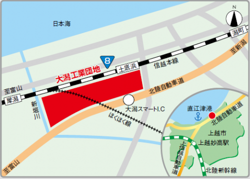 大潟工業団地アクセス図（画像）