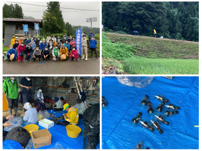 中山間地域支え隊　8月28日　牧区泉　LEDライト撤去作業の様子（写真）