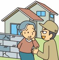 住宅修理サービスの悪質な勧誘に困っている様子(イラスト)