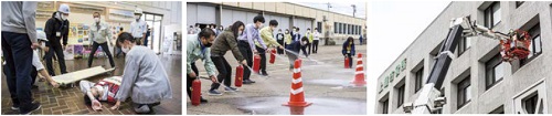 消防訓練の様子（3枚組写真）