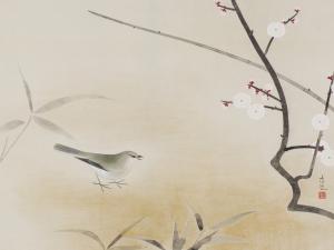 小林古径「梅にうぐいす」（令和4年収蔵）画像