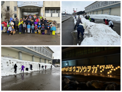 中山間地域支え隊　2月25日　浦川原体育館　活動の様子（4枚組写真）