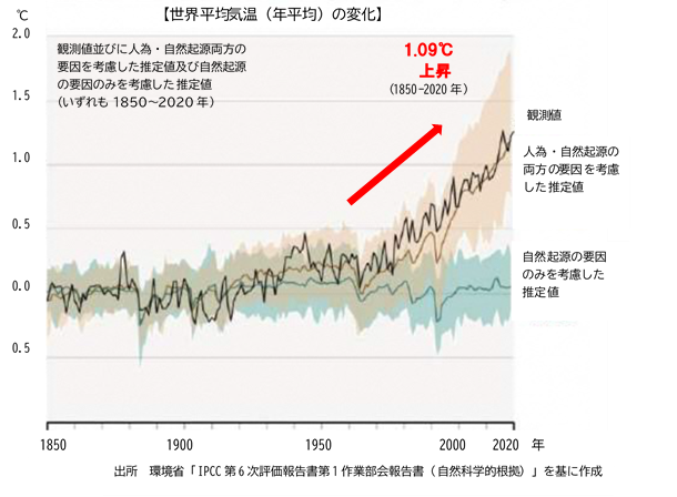 世界平均気温（年平均）の変化（説明図）