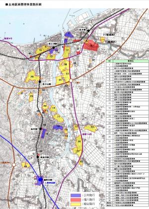 土地区画整理事業箇所図（合併前上越市、頸城区）（画像）