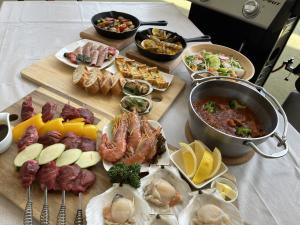 キューピットバレイ　レストランのバーベキュー食材を上から見た俯瞰写真