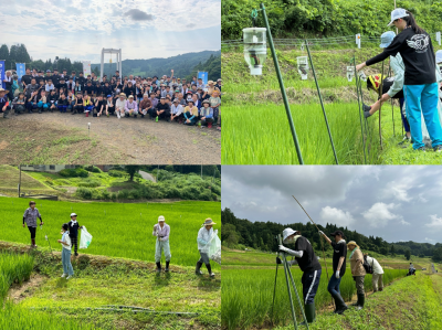 中山間地域支え隊　7月22日　牧区泉　LED設置作業の様子（写真）