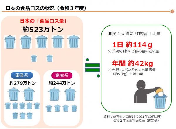 日本の食品ロスの状況（令和3年度）