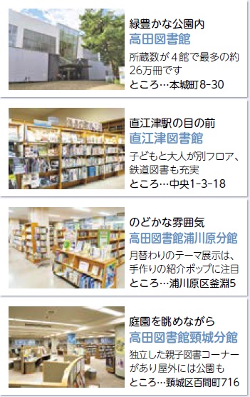 上越市の図書館4館の紹介（写真）