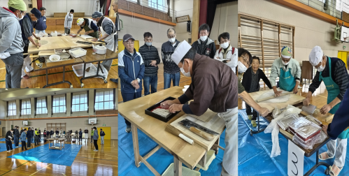 そば打ち講習会の様子（4枚組写真）