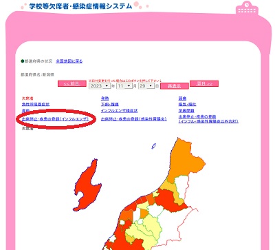 感染症情報システム（新潟県）イメージ画面（画像）