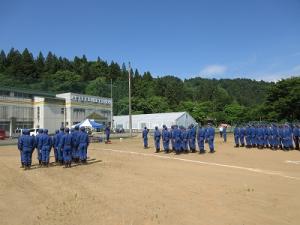 部隊訓練・小型ポンプ操法披露会　開会式（写真）