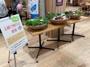 上越産の野菜の展示（写真）
