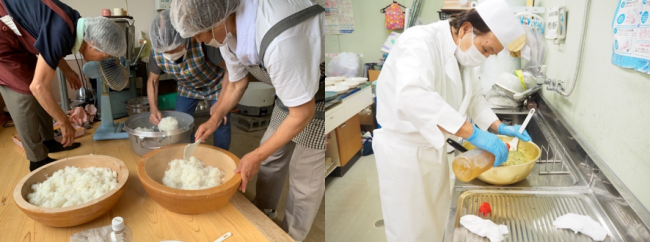 夏の名立そばまつりの盛り付けの様子（写真）