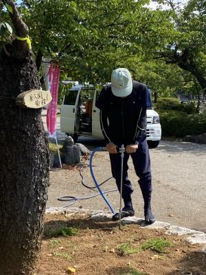 灌水機デモンストレーション（写真）