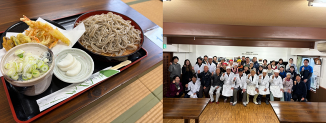 美味しそうな新そばと集合写真（写真）