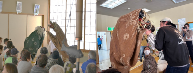 迫力のある獅子舞の様子（写真）