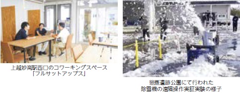 西口コワーキングスペースと除雪機の遠隔操作実証実験（写真）