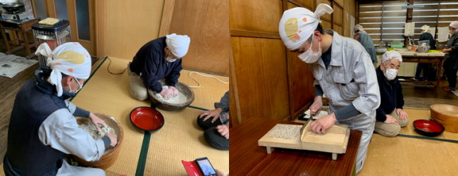 そばをこねてそば切りをしている様子（写真）