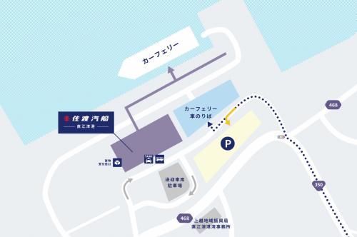 佐渡汽船直江津港ターミナル駐車場位置図（画像）