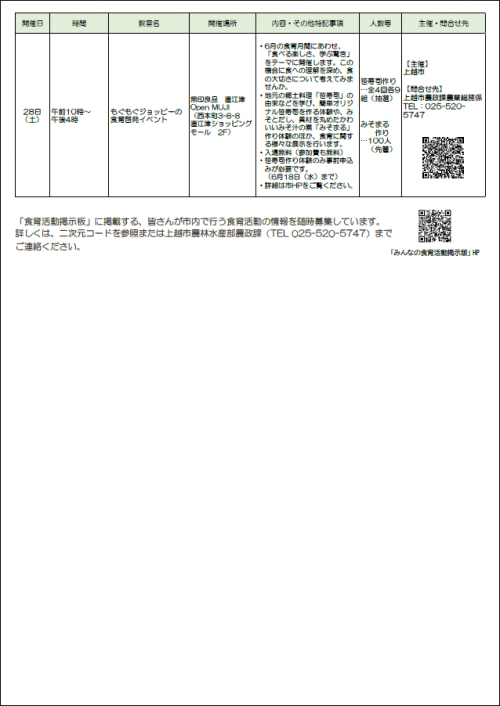 みんなの食育活動掲示板　令和7年6月分（2枚中2枚目）画像