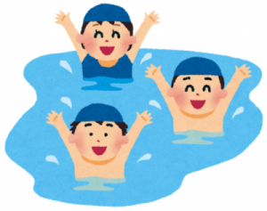 水泳する子どもたちのイラスト