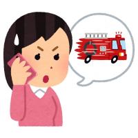 消防車を呼ぶ女性（イラスト）