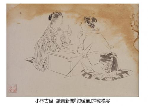 小林古径　読売新聞『紺暖簾』挿絵模写（作品画像）