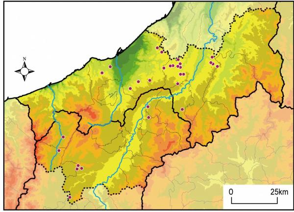 信越県境エリアの主な棚田の分布図（画像）