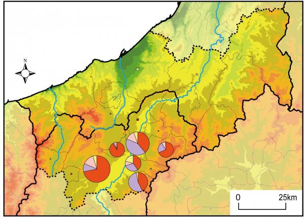 信越県境エリアの市町村別の果物栽培面積図（画像）