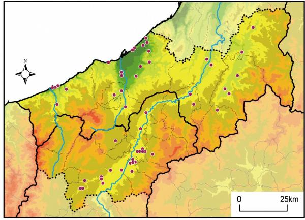 信越県境エリアの酒造の分布図（画像）