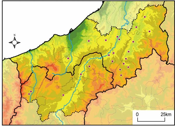 信越県境エリアの現代雪まつりの分布図（画像）