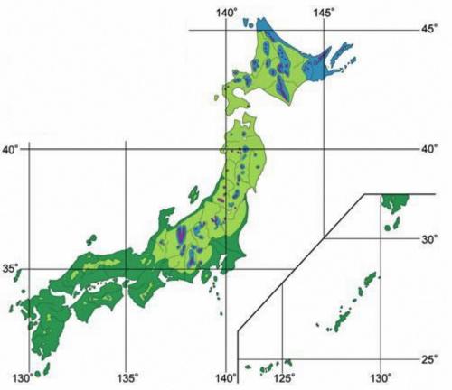 日本列島の植生の分布図