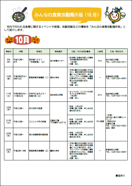 みんなの食育活動掲示板　令和7年10月分（1枚目）(画像)