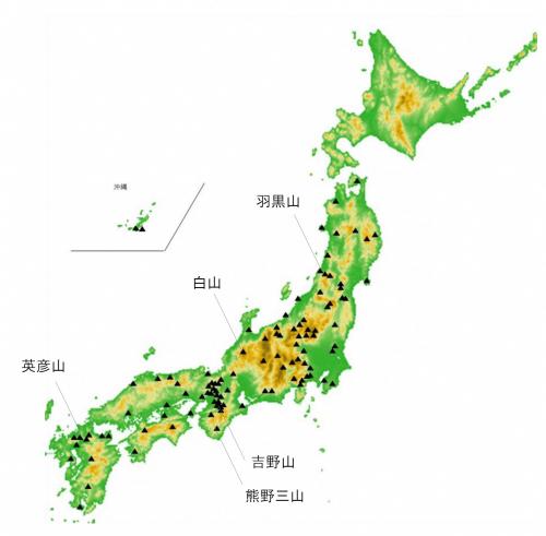 主な霊山の分布図（画像）