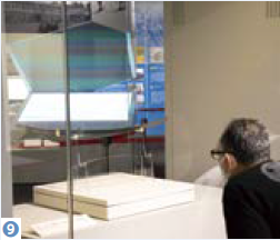 （写真9）展示されている山鳥毛を見つめる男性