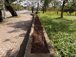 耕した後の花壇（写真）