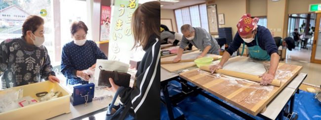 蕎麦打ちと会場の様子(写真)